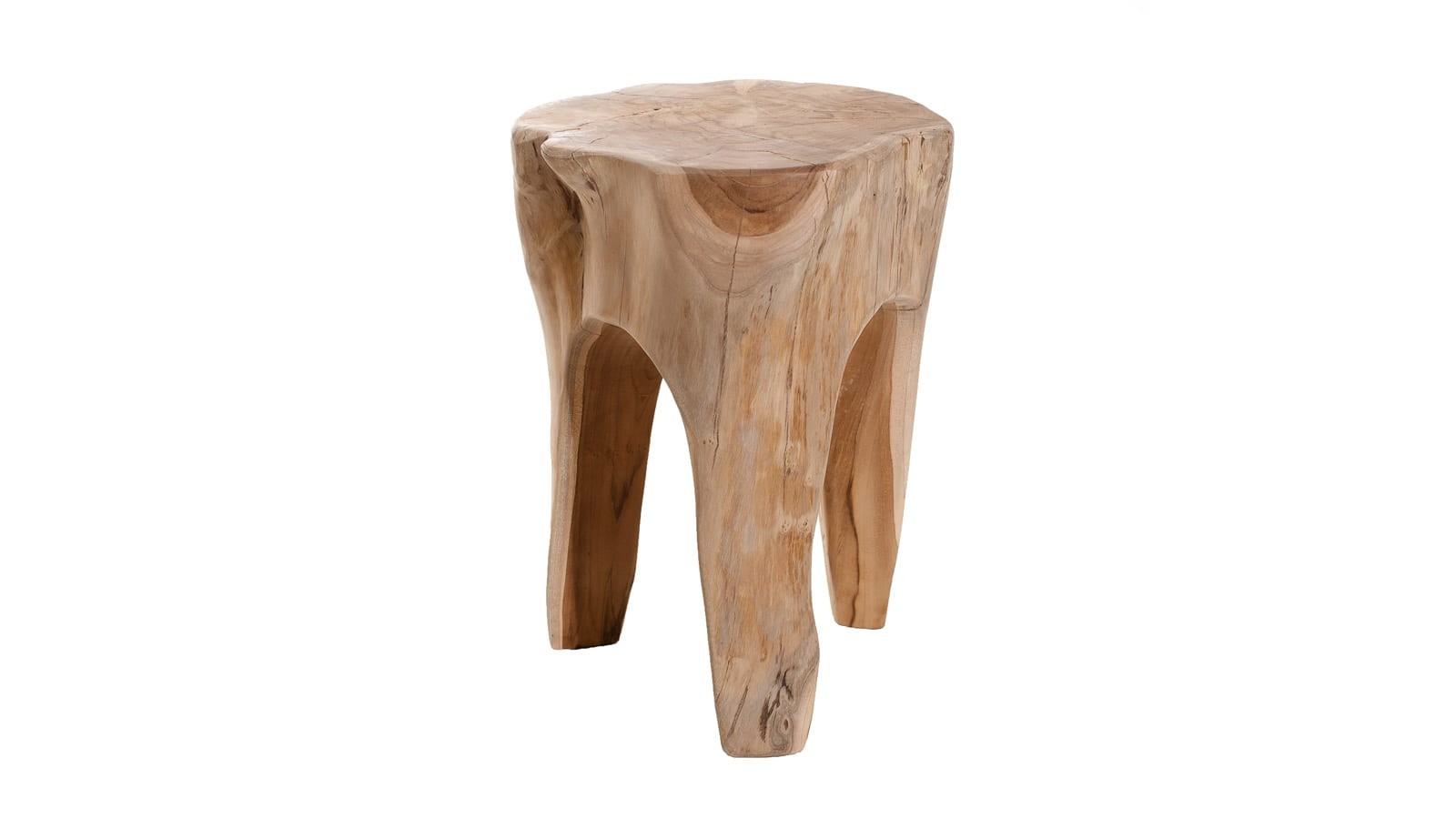 Tabouret rond en teck nature - Collection Wally